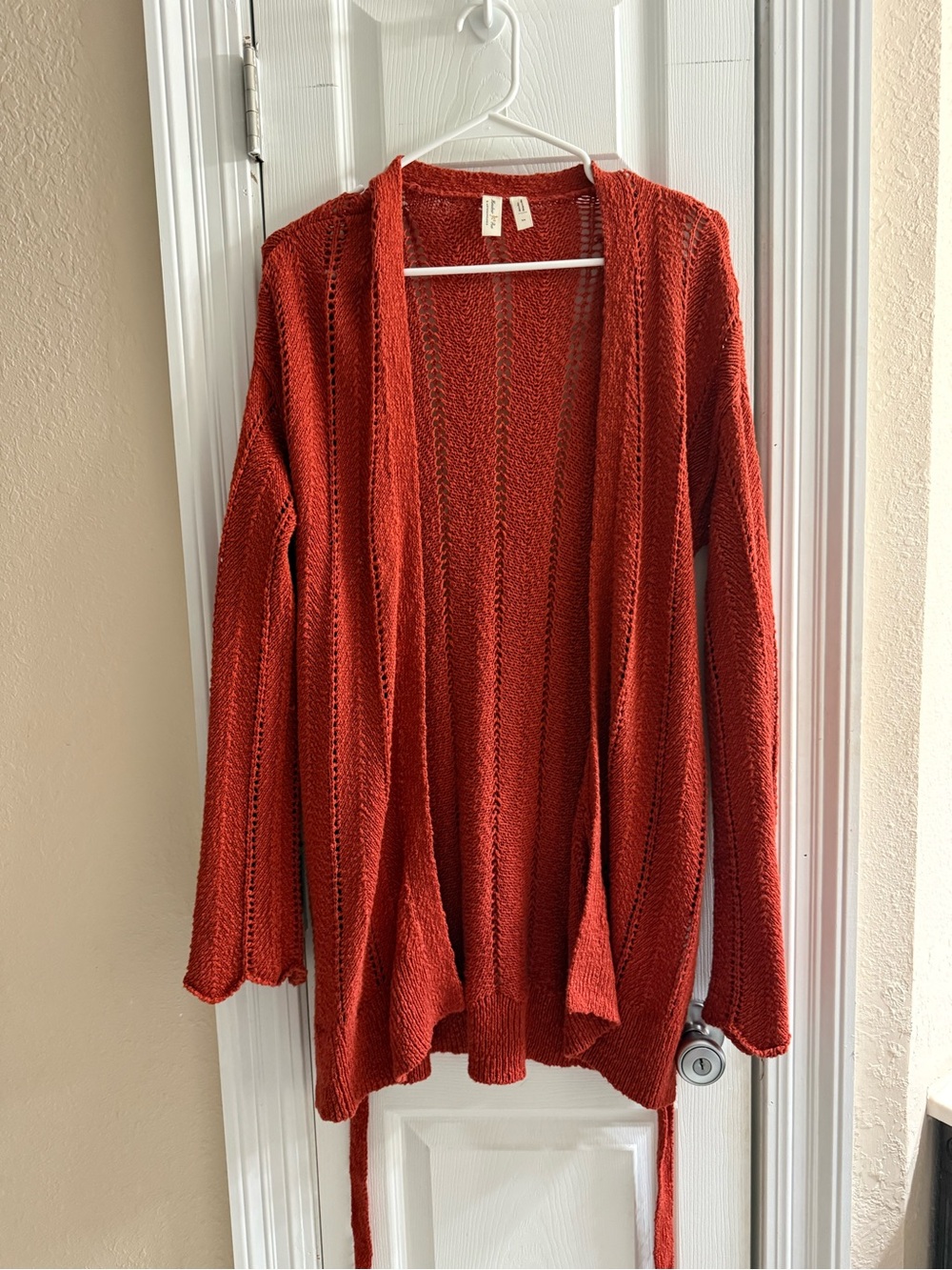 Meadow Rue by Anthropologie Open-Front Rust Knit Cardigan Sweater